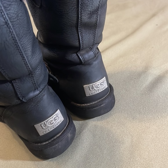 UGG Australia black leather womens Boots size 8” - Picture 2 of 12
